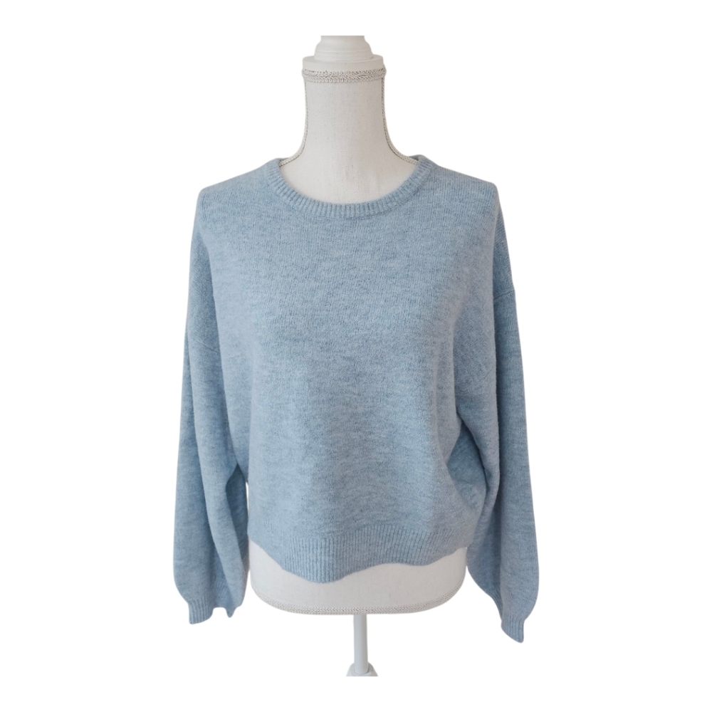 Rhythm Powder Blue Puff Sleeve Knit Sweater